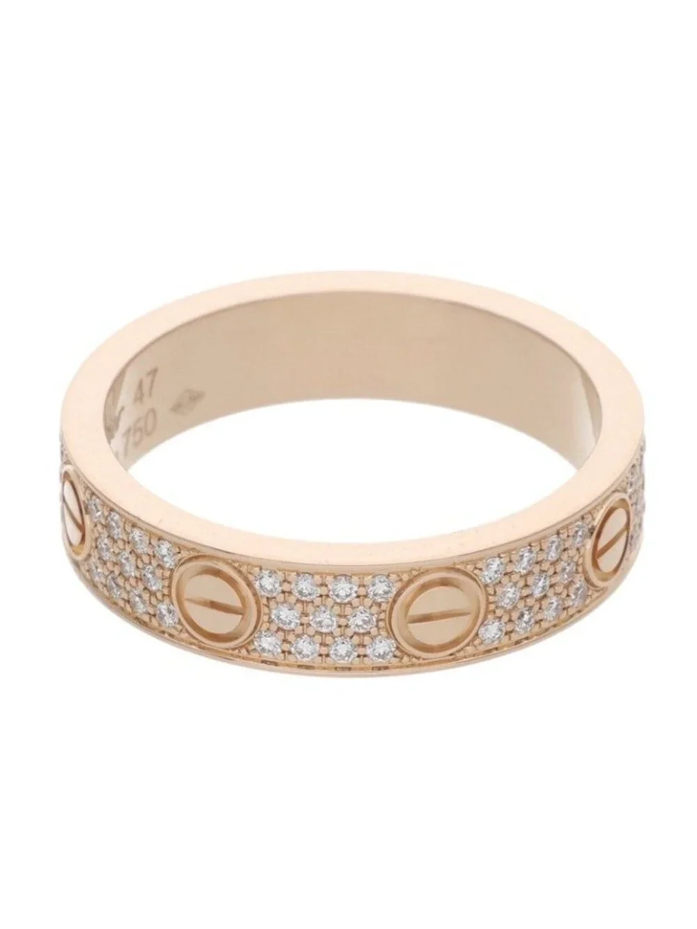 Cartier Mini Love Ring 18k Pink Gold Pave Diamond
